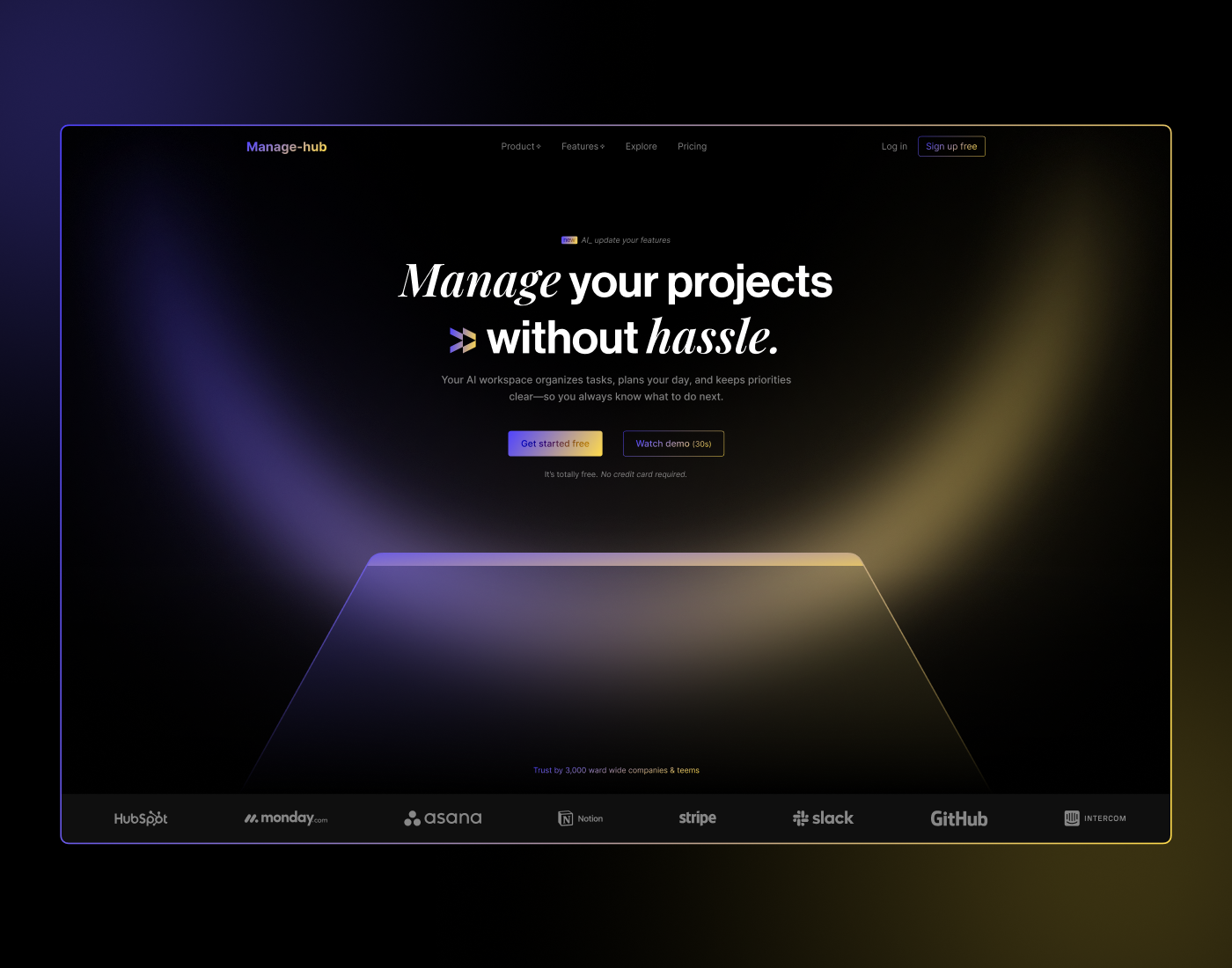 AI Productivity Workspace — Hero Section Design dribbble herosection landingpage productdesign saasdesign uidesign ux uxui webdesign