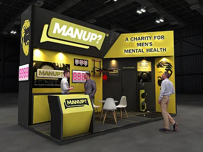 Man Up 3x6 Exhibition Booth (PERSONAL WORK) 3d booth branding charity design event exhibition show space stand