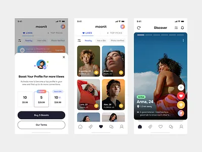 Dating - Mobile App Design app design app ui buy credit chatting app dating dating app ios app messaging app mobile app mobile app design mobile app developer omegle product design social app swipe profile tinder ui ui ux user experience ux
