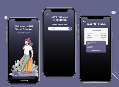 PNR Status Checker app design graphic design illustration ui ux