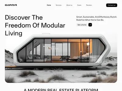 Modular Living Landing Page architecture branding clean ui design figma graphic design header illustration landing landing page minimal design modular living motion graphics real estate smart home ui website