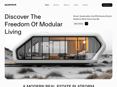 Modular Living Landing Page architecture branding clean ui design figma graphic design header illustration landing landing page minimal design modular living motion graphics real estate smart home ui website
