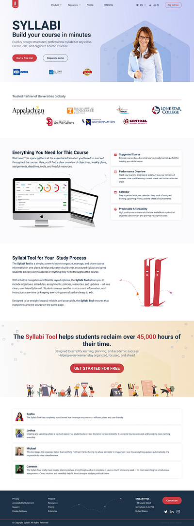 Syllabi Tool app branding design landing page ui ux web website design
