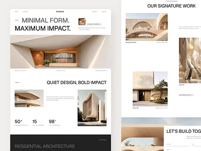 Runique - Architecture Firm Landing Page Figma architect firm architecture building dessign creative agency digital design figma figma design interior design landing page modern website responsive ui design ui inspiration ui showcase ui trends uiux ux design web design