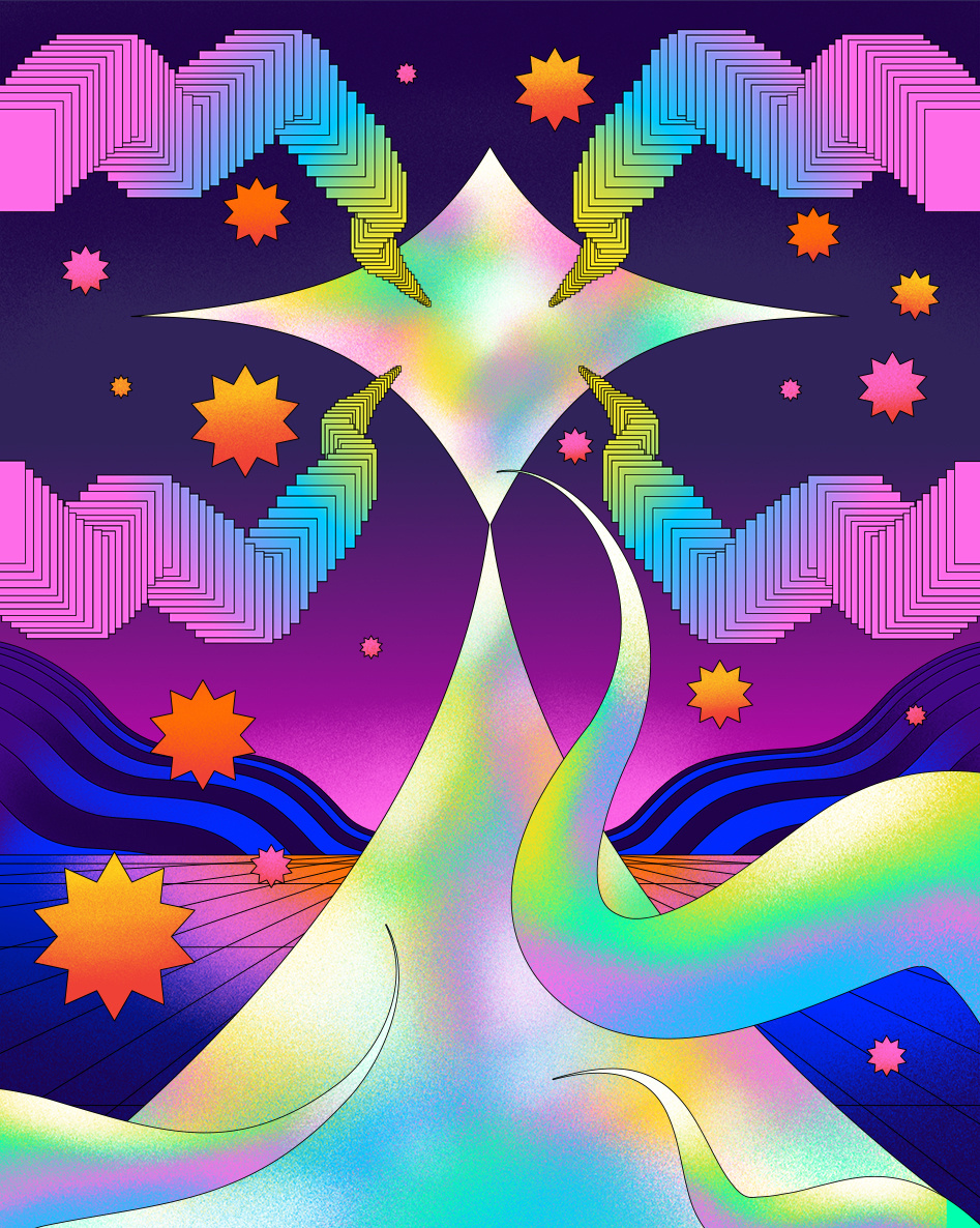 The Case for AI Datarails - Noema affinity art direction color colour cyber editorial graphic illustration illustrator meta retro shading software surreal texture vector virtual virtual wolrd