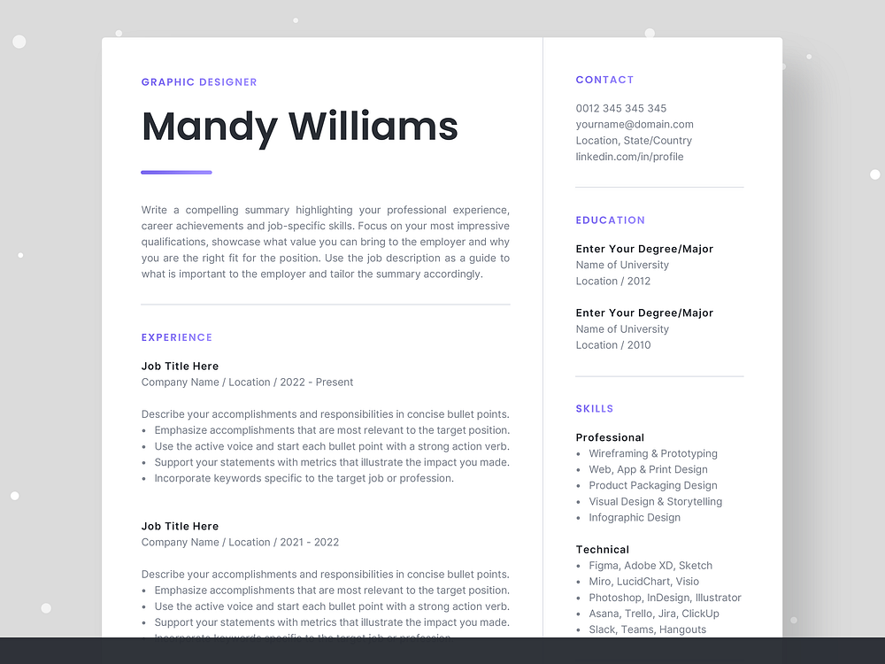 Olympia Resume Dribbble