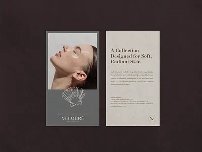 Veloure Skincare Visual Identity brand identity branding card design graphic design minimal packaging print design visual identity