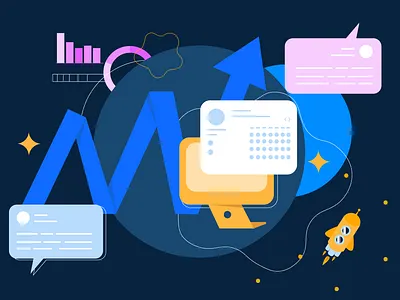 BLOG POST ILLUSTRATION FOR CALENDLY blog business illustration cloud fintech illustration infographic minimal modern saas software startup technology web working