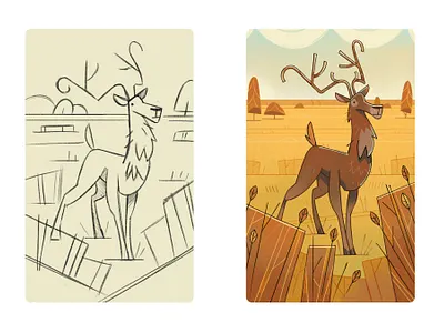 Deer - card illustration 2d illustration animal illustration board game art book illustration card card pack character design dasdasd deer design field game illustration graphic design indie game landscape nature rive sketch tabletop wildlife