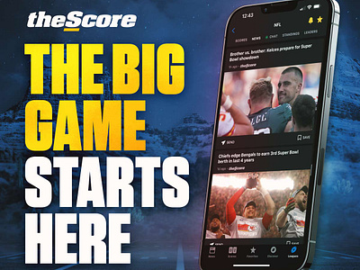 theScore - The Big Game Starts Here! design football graphic design marketing sports superbowl typography ux