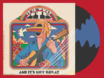 It is what it is album album cover design flower power fun funny humor humour illustration motivation music parody positivity psychedelic retro sixties surrealism typography vector vintage
