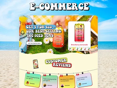 Ecommerce Drink Shop – UI/UX Design branding colorful design creative design design drink shop e commerce food drink hero home page illustration interaction design landing landing page playful ui product page responsive design ui user experience vibrant colors website