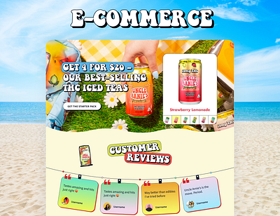 Ecommerce Drink Shop – UI/UX Design branding colorful design creative design design drink shop e commerce food drink hero home page illustration interaction design landing landing page playful ui product page responsive design ui user experience vibrant colors website