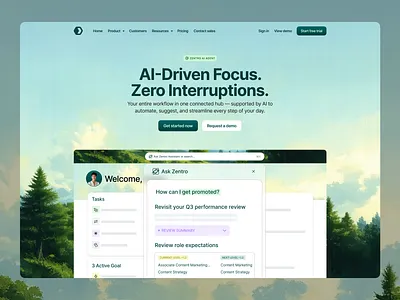 HR Manager AI Agent — Zentro ai agent header hero section homepage hr manager landing page landingpage webdesign website website design