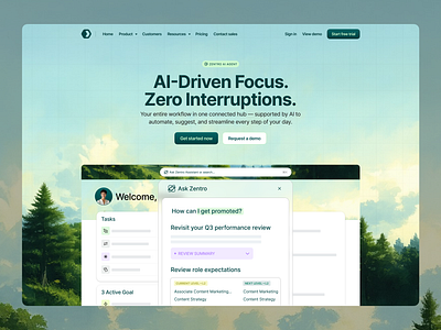 HR Manager AI Agent — Zentro ai agent header hero section homepage hr manager landing page landingpage webdesign website website design