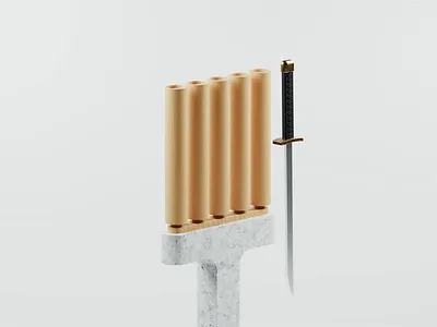 Regain Spirit 3d 3d animation bamboo blender blender3d cut cutter illustration isometric isometric illustration sword wood