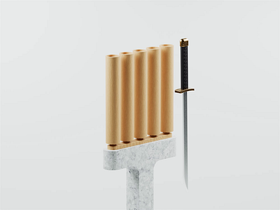 Regain Spirit 3d 3d animation bamboo blender blender3d cut cutter illustration isometric isometric illustration sword wood