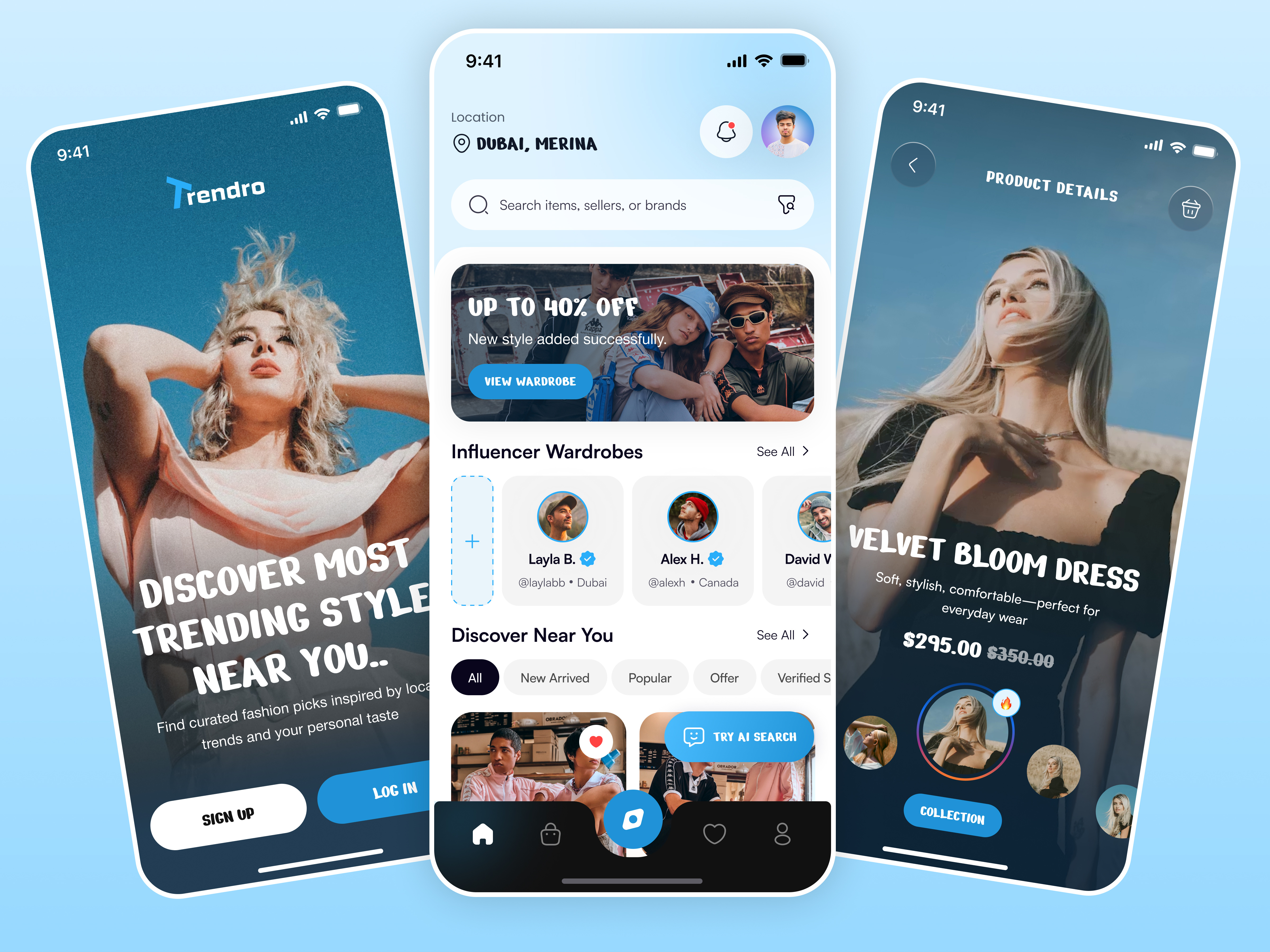 Trendro – Modern Fashion Discovery App UI app app design design ecommerce ecommerce ui fashion app fashion concept fashion ui minimal ui mobile mobile app mobile ui modern ui onboarding ui shopping app trendy app ui ui design user interface ux