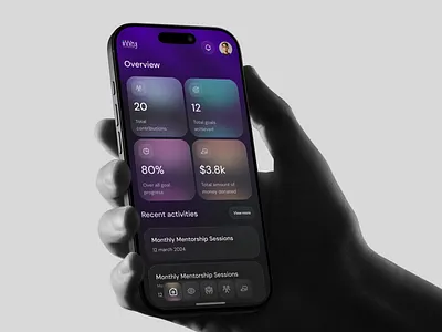 Community Impact & Contribution App UI analytics ui app ui ux dark ui design goals tracker impact tracker interaction ios design mobile app ui mobile dashboard modern mobile app overview screen product design progress tracker social impact ui ux visual metrics
