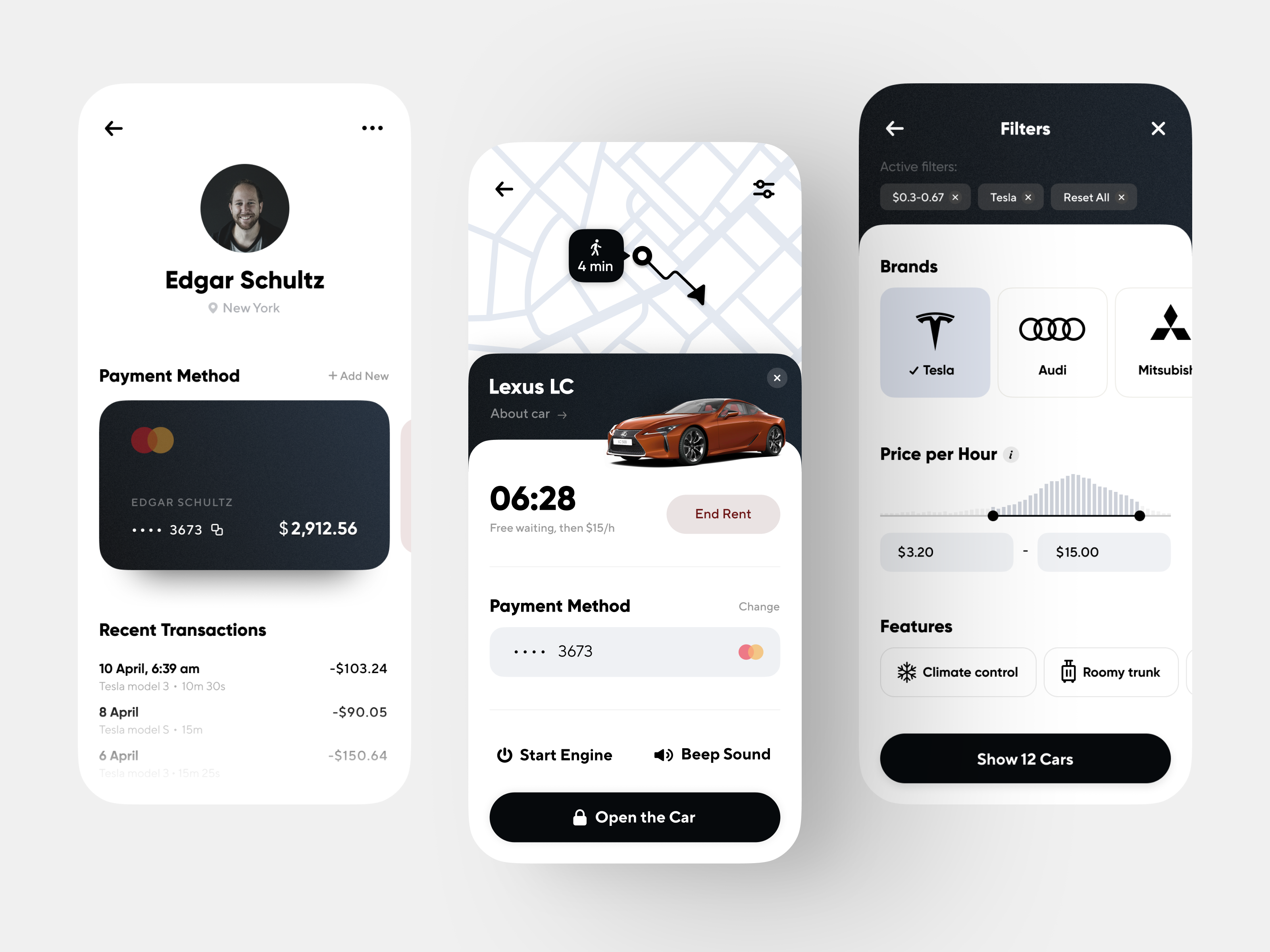 Example of Car Rental App Design Concept