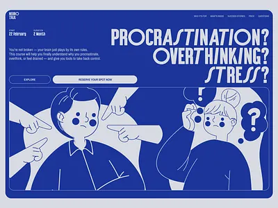 NeuroTalks | Landing Page | Course Website Design course design education first section health hero section home page illustration landing page learn mental care mental health online self care study therapy typography ui ux wellness