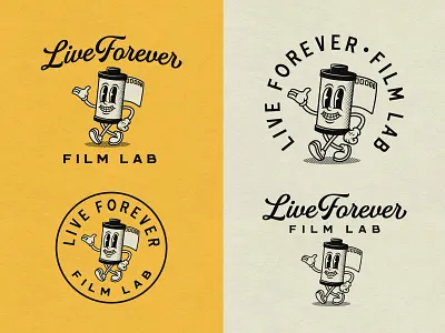 Live Forever Film Lab australia badge badge logo branding character film lab graphic design logo logo design mascot design melbourne photography retro design retro logo stamp vintage logo