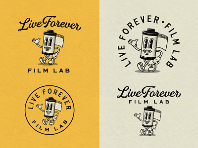 Live Forever Film Lab australia badge badge logo branding character film lab graphic design logo logo design mascot design melbourne photography retro design retro logo stamp vintage logo