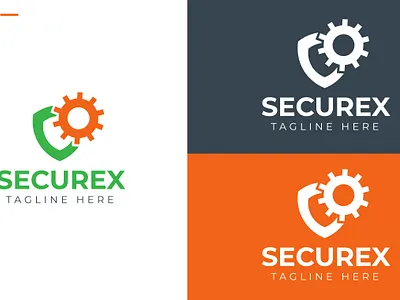 Securex Logo branding logo network protection logo security shield and gear icon tech logo