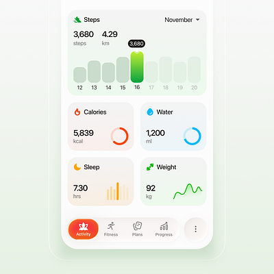 Fitness Mobile App UI best mobile app bottom tab clean ui fitness app fitness mobile fitness ui minimal ui mobile navigation ui ui ux