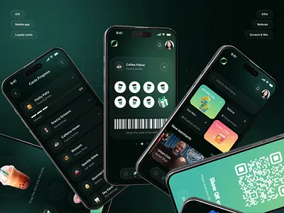 Mobile Loyalty App Design – Stampy app app interfaces app landing page app screen loyalty app loyalty card loyalty program mobile app design mobile app ui mobile ui mobile website modern app ui nfc card phenomenon studio product card design qr code business card qr code page design referral card small business app