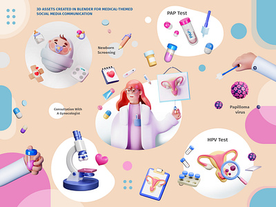 Medical Themed 3D Illustrations 3d 3d illustration assets blender character design graphic design illustration medicin modeling