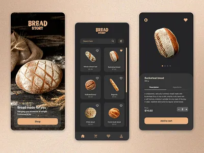 Ecommerce App Bread Shop – UI Design Concept app app design branding design ecommerce ecommerce app interface landing page mobile mobile app mobile design mobile interface product design splash screen ui ui app ui design uiux ux ux design