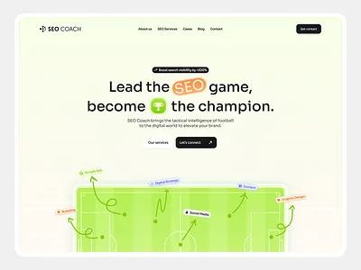 SEO Coach: Landing Page for Digital Agency branding digital agency football interface landing page seo agency ui ux website