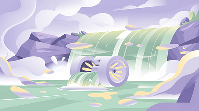 Sustainable Flow: The Energy Metaphor adventure art commission clean energy eco friendly environment flat design green tech hydro power illustration landscape illustration mountain nature nature metaphor outdoor sustainability travel vector vector art vector illustration web