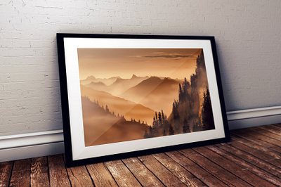 Golden Mountainscape art digital art illustration