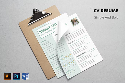 CV Resume Simple And Modern clean clean resume cover letter creative resume curriculum vitae cv cv design cv template free cv free cv template free resume template job job cv modern cv modern resume resume resume cv resume design resume template template