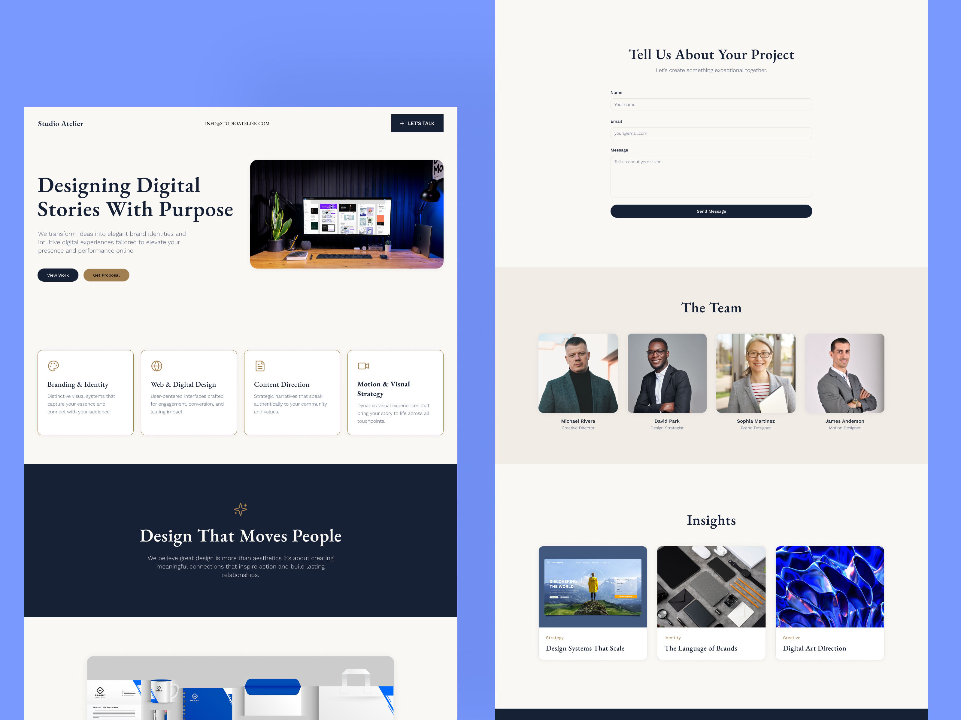 Designing Digital Stories With Purpose – Agency Landing Page UI adobe xd b2bdesign creativeui design design agency digitaldesign figma interface design modern portfolio premiumdesign ui ux