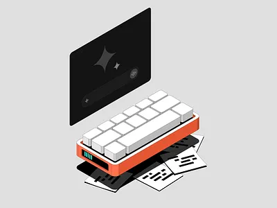 AI Prompt Illu ai battery level caps coding illustration illustrator keyboard keys notes prompt prompting vector vibe coding