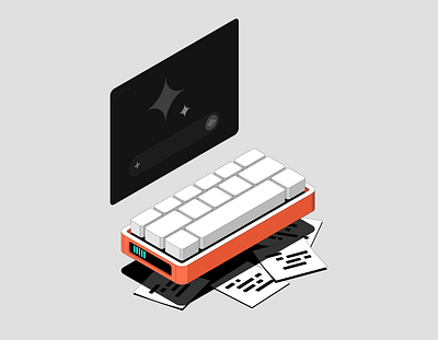 AI Prompt Illu ai battery level caps coding illustration illustrator keyboard keys notes prompt prompting vector vibe coding
