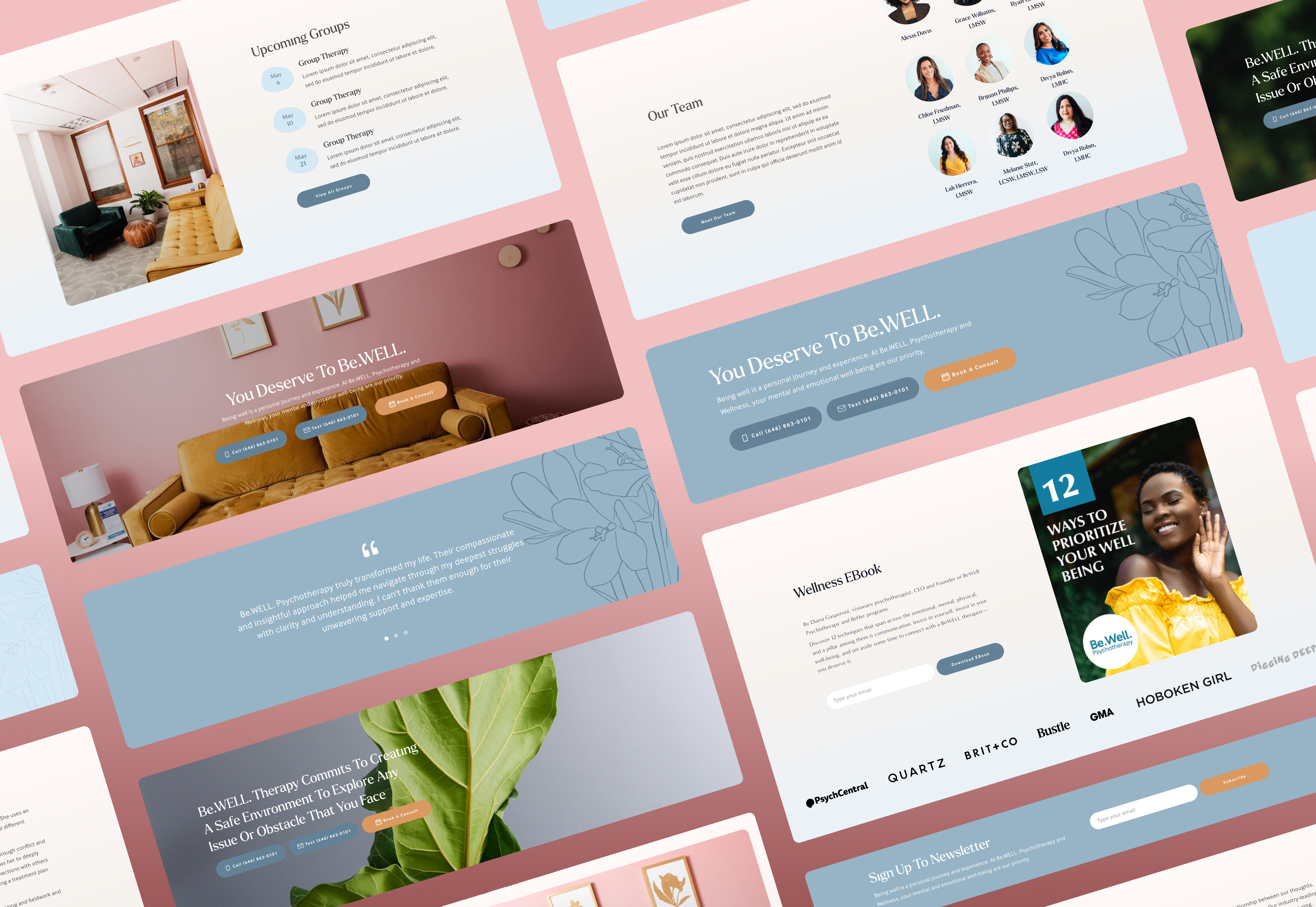 Be.WELL. Psychotherapy Website cleanui designinspiration healthcaredesign landingpage metal health modernui psychotherapy therapywebsite ui design ux design uxui website design webui