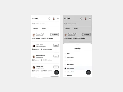 Spark responsive app design course app design dribbble education platform figma interface design layout mobile mobile ui product design responsive responsive design search ui ui uiux user experience ux