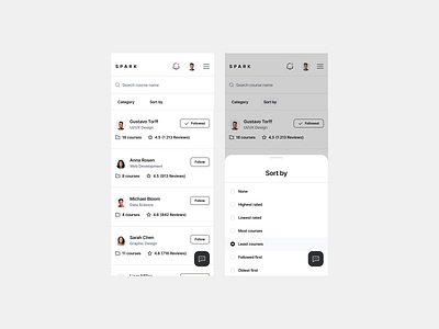 Spark responsive app design course app design dribbble education platform figma interface design layout mobile mobile ui product design responsive responsive design search ui ui uiux user experience ux
