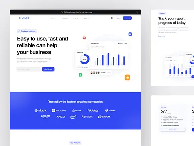 Ublod – All-in-One Business Platform Website agency all in one anaytics business clean company landing page plan platform product professionals saas sales schedule service ui ui design ux web design website