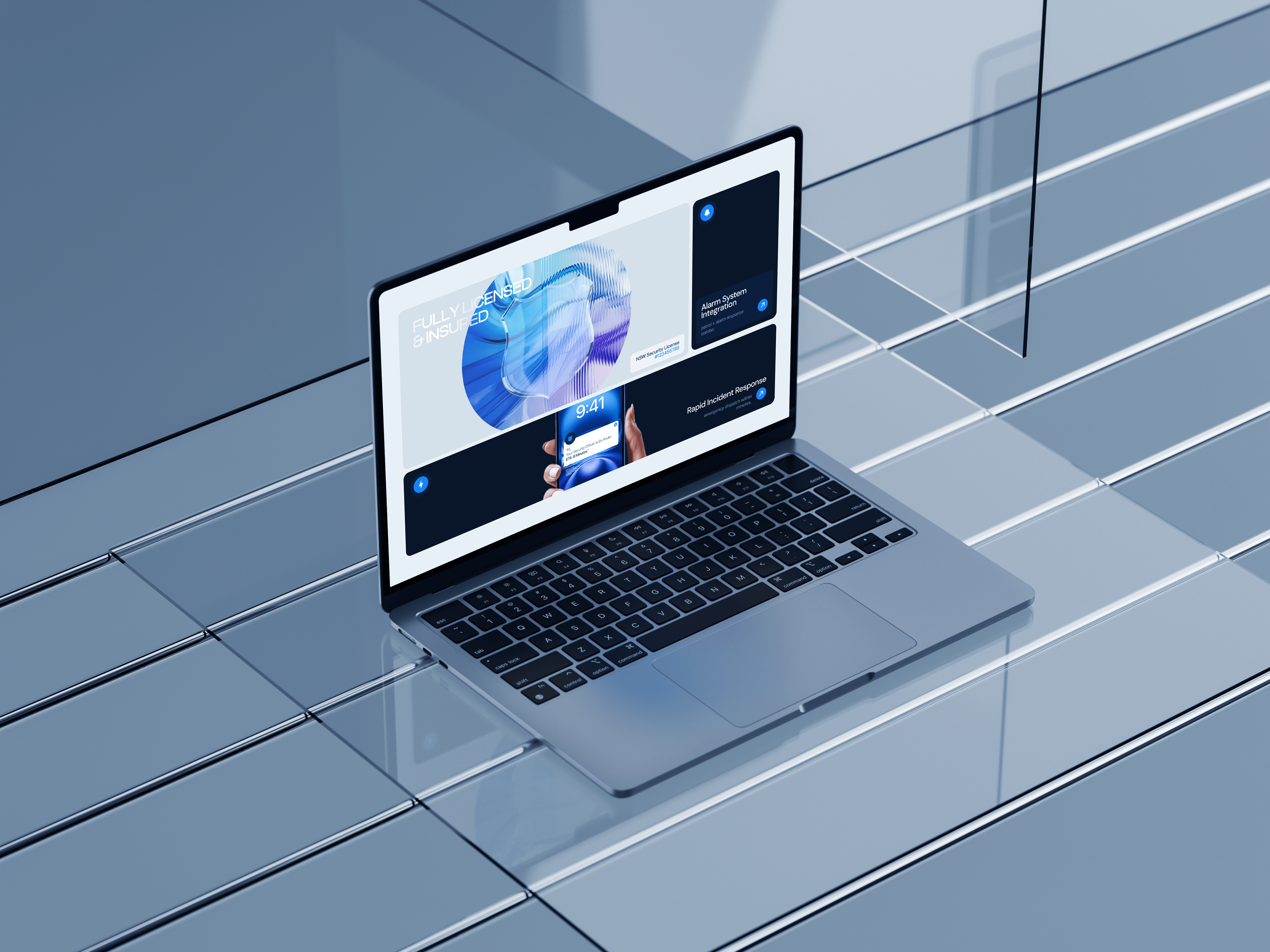 Guarrent - Night Patrol Security Landing Page, ui ux design design figma frontend design landing page logo ui