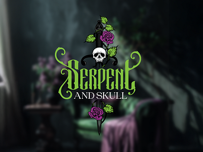 Cocktail Lounge Logo branding cocktail lounge design edgy graphic design green logo logo design serpent skull spooky