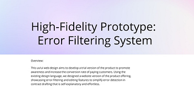 High-Fidelity Prototype: Error Filtering System canva figma filtering system high fidelity prototype ui user flow ux ux design