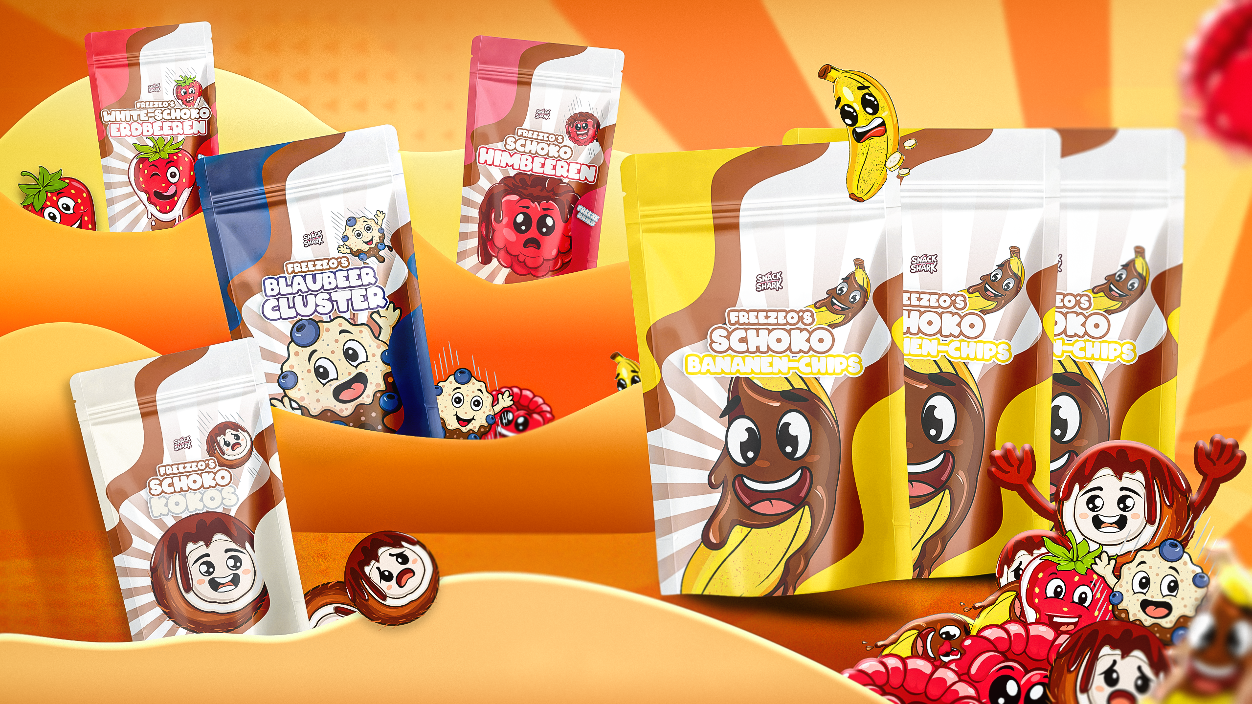 Freezeo's - Snack Brand branding graphic design illustation snack social media post stand design sweet