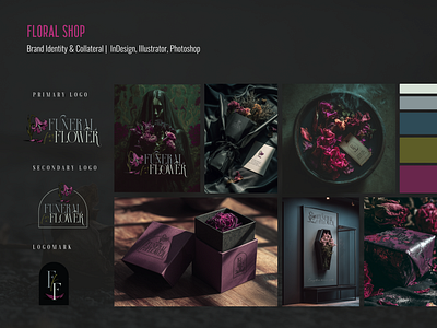 Dark Floral Shop Branding branding design edgy floral shop flowers funeral gothic graphic design logo mockup visual identity