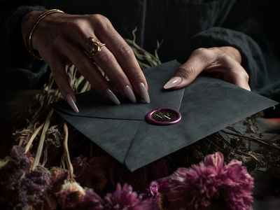 Dark Floral Shop Wax Seal branding design edgy floral shop flowers funeral gothic graphic design logo mockup wax seal