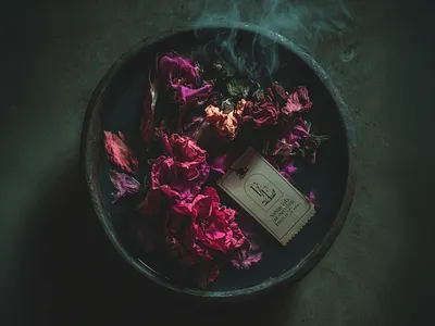 Dark Floral Shop Flower Bowl Gift Tag branding design edgy floral shop flowers funeral gift tag gothic graphic design logo mockup